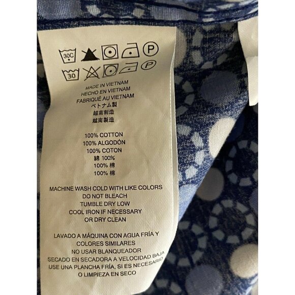 Michael Kors Tailored Fit Blue Button Front Shirt Large Contrast Collar Cuffs - Picture 12 of 12